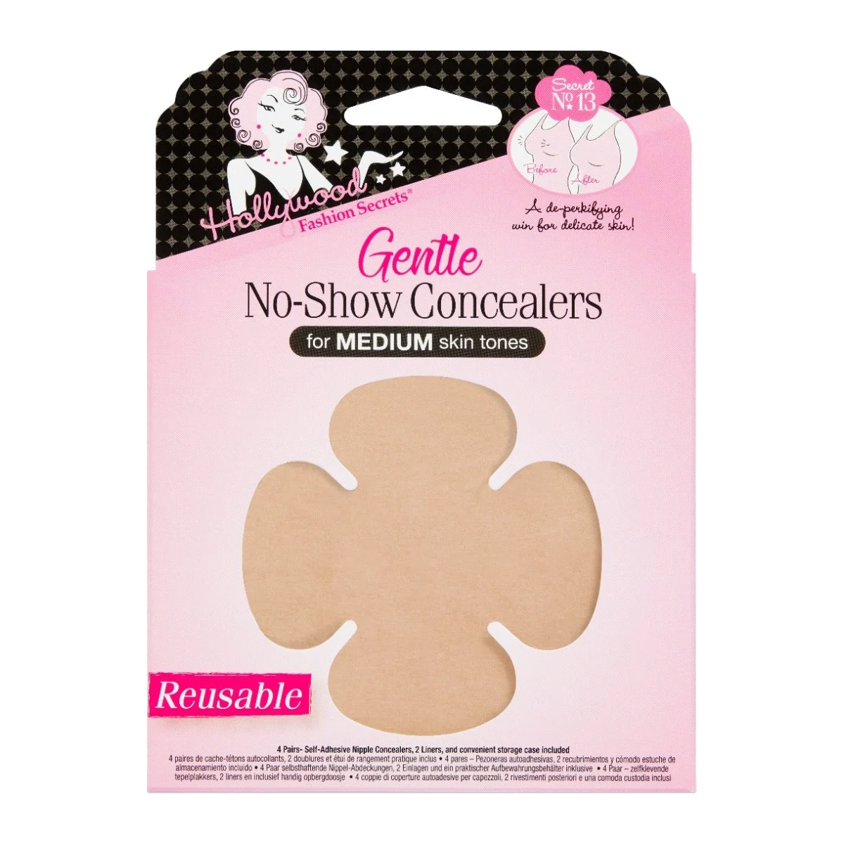 HOLLYWOOD FASHION SECRETS GENTLE NO SHOW CONCEALERS PETALOS REUSABLE (4 PARES)