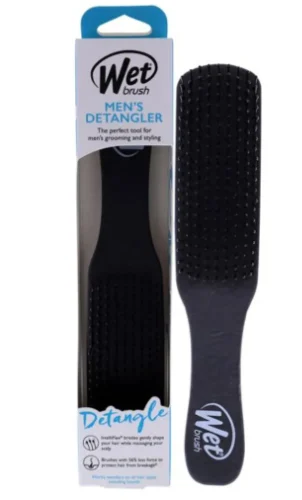 WET BRUSH MENS BLACK LEATHER