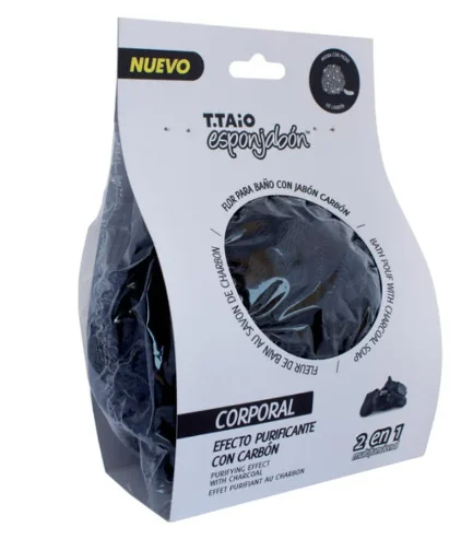 ESPONJABON BORLA DE BAÑO CARBON ACTIVADO