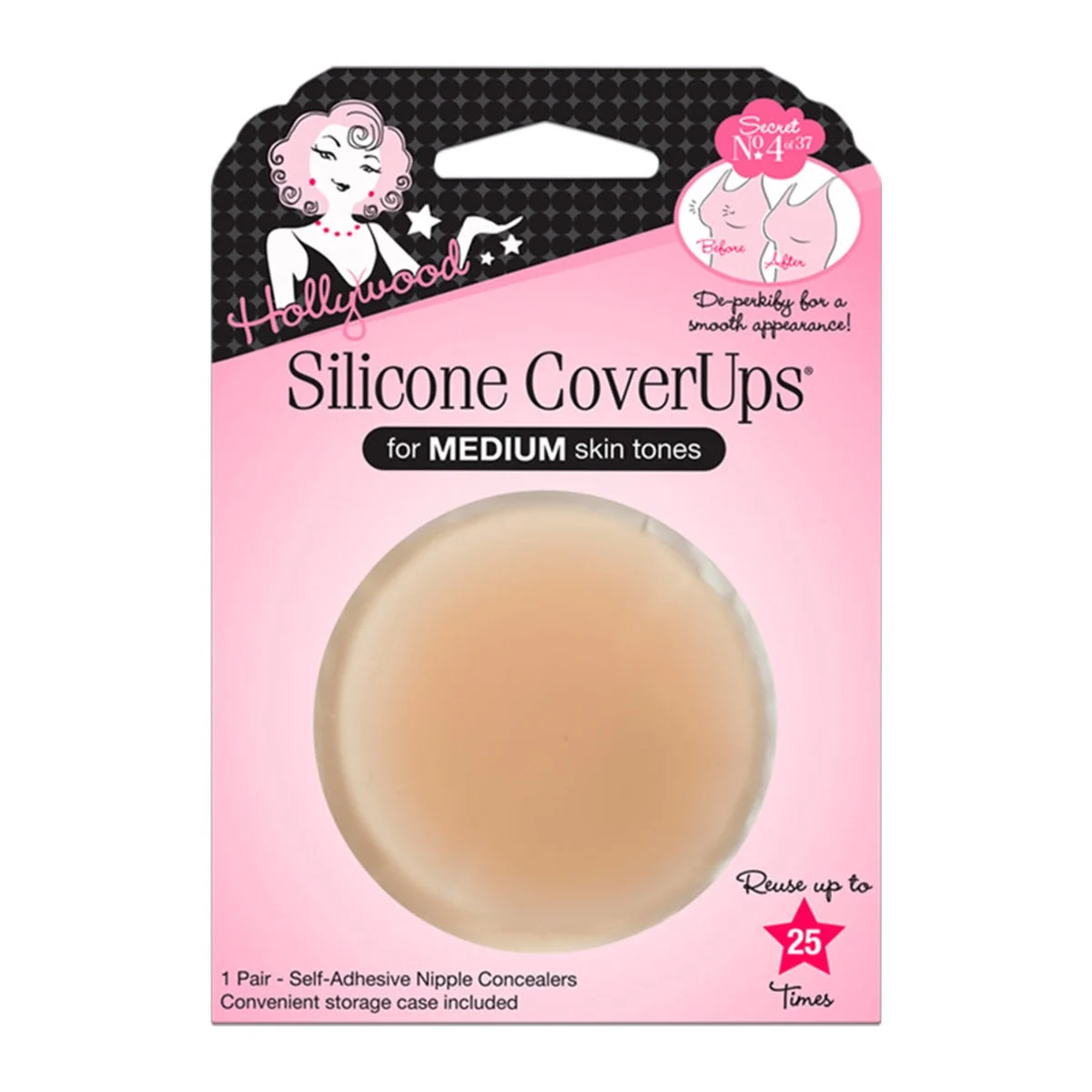 HOLLYWOOD FASHION SECRETS SILICONE COVERUPS SIZE 1 MEDIUM (1 PAR, REUSABLE)