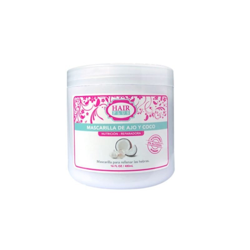 HAIR PLUS MASCARILLA DE COCO Y AJO 16OZ